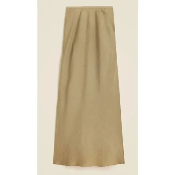 NWOT J Crew Gywneth linen slip skirt in green khaki, Med $118 A56 - Picture 2 of 8